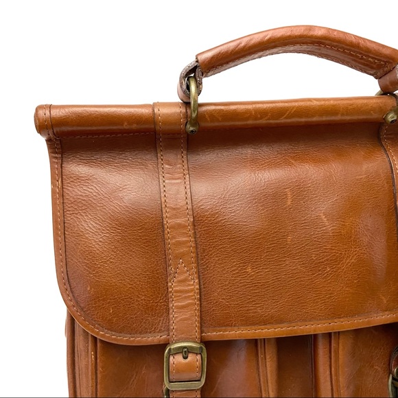 Leather Double Buckle Flap Messenger Satchel Bag - Picture 6 of 14